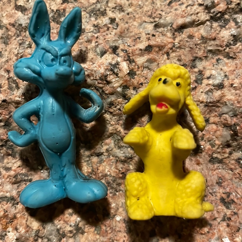 Vintage Diener 1960-70’s erasers Wile Coyote and a poodle